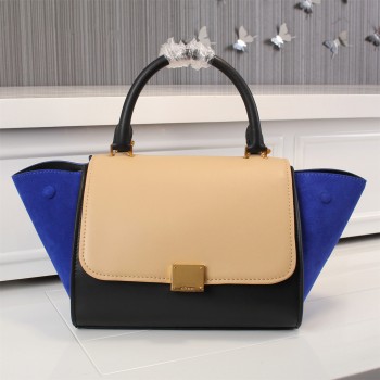 Celine Large Trapeze Beige Black Blue Suede