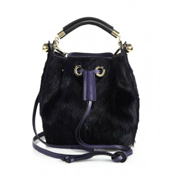 Chloe Gala Small Calf Hair Bucket Bag Blue