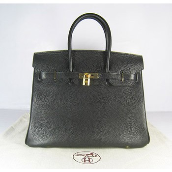 Hermes Birkin 35cm Togo leather Handbags black golden