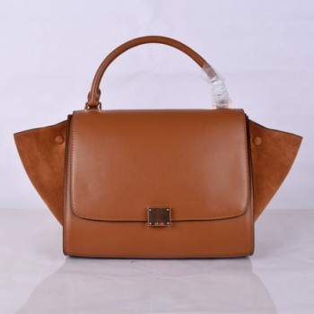 Celine Brown Classic Trapeze Leather Bag 30cm