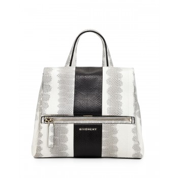 Givenchy Pandora Small Watersnake Satchel Bag White/Black