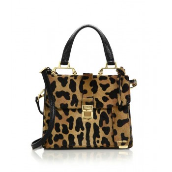 Miu Miu Madras Mini Leopard-Print Calf Hair Satchel