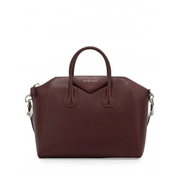 Givenchy Antigona Medium Sugar Goatskin Satchel Bag Oxblood