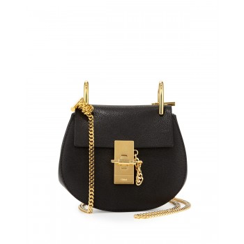 Chloe Drew Nano Lambskin Saddle Bag Black