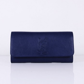 Yves Saint Laurent Lady Lambskin Leather Purse Sapphire Blue 39321