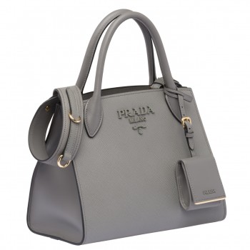 Prada Monochrome Bag In Grey Saffiano Leather