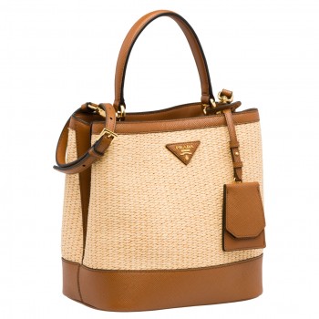 Prada Panier Medium Straw Brown Bag