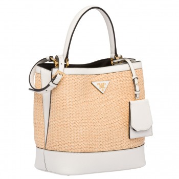 Prada Panier Medium Straw White Bag