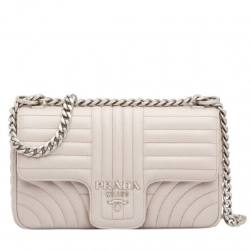 Prada Medium Diagramme Flap Bag In Ivory Calfskin