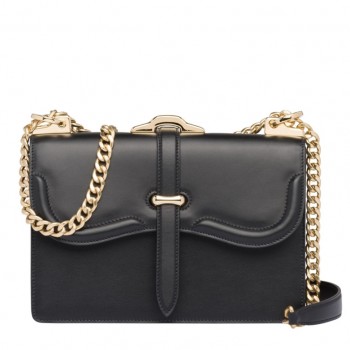 Prada Belle Shoulder Bag In Black Calf Leather