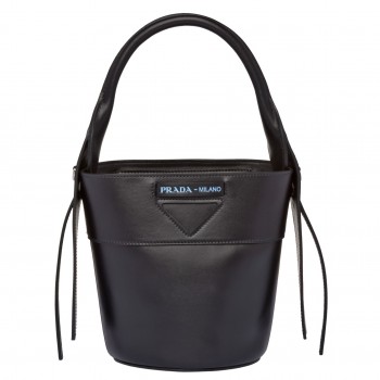 Prada Black Ouverture Leather Bucket Bag