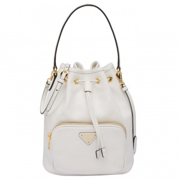 Prada Bucket Bag In White Calfskin 1BH038