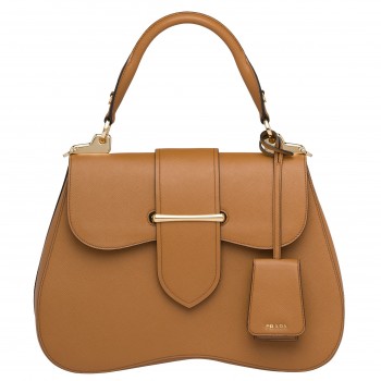 Prada Camel Large Sidonie Saffiano Leather Bag