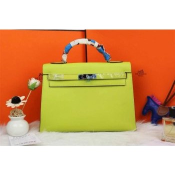 Hermes Kelly 32cm Epsom Leather Handbag Lemon Yellow