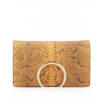 Chloe Gabrielle Python Clutch Bag Tan