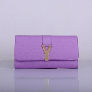 Yves Saint Laurent Lady Genuine Leather Purse Purple 39321