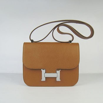 Hermes Constance Cowskin Leather Bag H017 light coffee silver