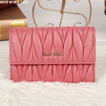 Miu Miu Matelasse Watermelon Red Original Leather Flap Wallet