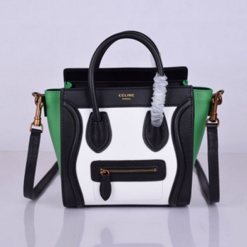 Celine Small Luggage Tote Black White Green