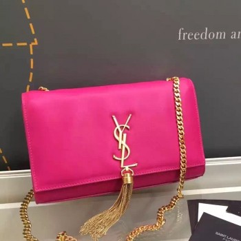 Yves Saint Laurent Medium Monogramme Tassel Bag In Red Calfskin