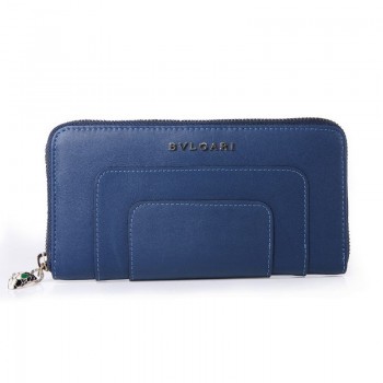 Bvlgari Serpenti Original Leather Zipped Wallet Blue 201301