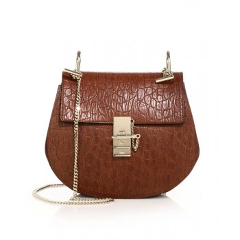 Chloe Drew Small Crocodile-Embossed Leather Bag