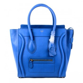 Celine Large Luggage Tote Blue Leather Bag