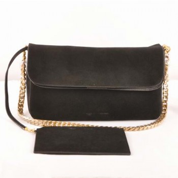 Celine Gourmette Suede Leather Shoulder Bag Black 3078