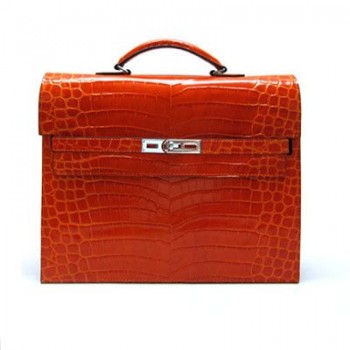 Hermes Briefcases H1053 Unisex Briefcase Orange Handbag