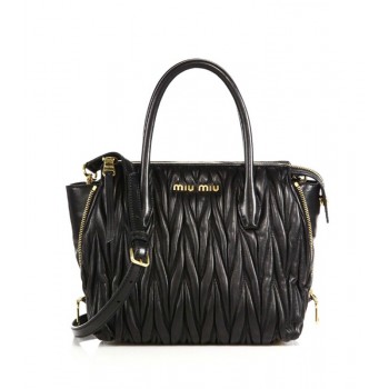 Miu Miu Matelasse Small Zip Tote Black