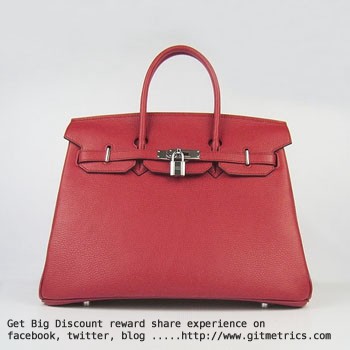 Hermes Birkin 35cm Togo leather Handbags red silver