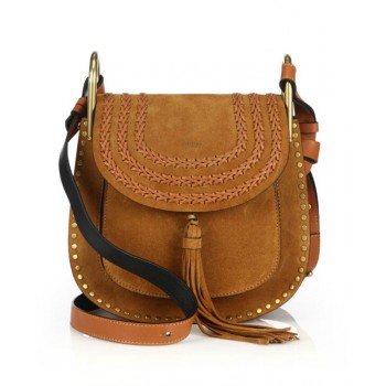 Chloe Hudson Small Studded & Braided Suede Shoulder Bag