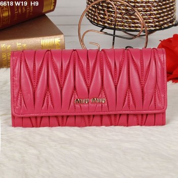 Miu Miu Matelasse Peach Original Leather Snap Wallet