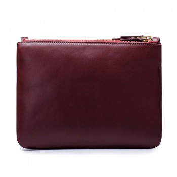 Celine Large Trio Crossbody Bag In Burgundy Calfskin