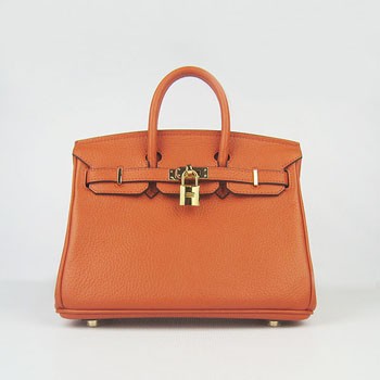 Hermes Birkin 25cm Handbag 6068 orange golden