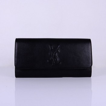 Yves Saint Laurent Lady Lambskin Leather Purse Black 39321