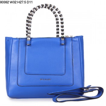 Bvlgari New Hand Carry Serpenti Calfskin Leather Bag Blue 80382