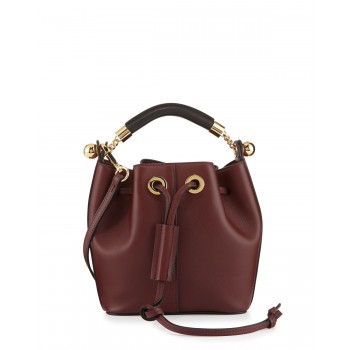 Chloe Gala Small Leather Bucket Bag Bordeaux