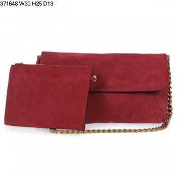 Celine Gourmette Suede Leather Shoulder Bag Wine Red 371648