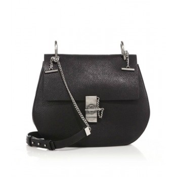 Chloe Drew Medium Leather Shoulder Bag Black