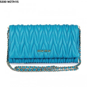 Miu Miu Blue Lambskin Leather Shoulder Bag