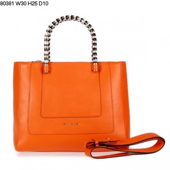 Bvlgari New Hand Carry Serpenti Ferrari Leather Bag Orange 80381