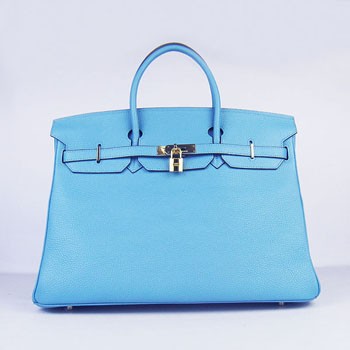Hermes Birkin 35CM Togo Leather Handbags 6099 light blue golden