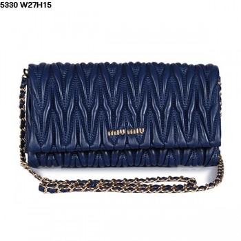 Miu Miu Dark Blue Lambskin Leather Shoulder Bag