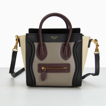 Celine Small Luggage Tote Grey Black White Wine