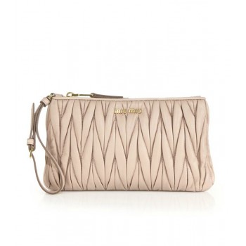 Miu Miu Matelasse Leather Zip Pouch Cammeo