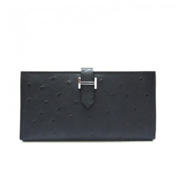 Hermes Wallet H1114 Ladies Wallet Black