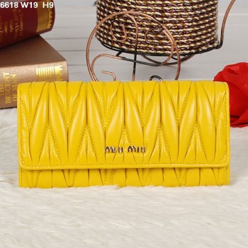 Miu Miu Matelasse Yellow Original Leather Snap Wallet