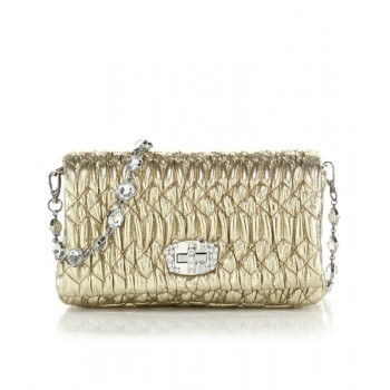 Miu Miu Embellished Leather Shoulder Bag Platino