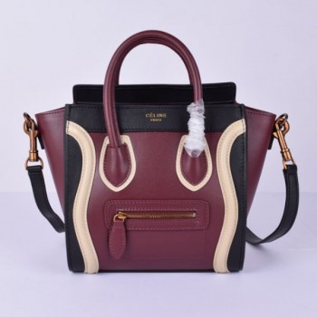 Celine Small Luggage Tote Black Wine White Bag